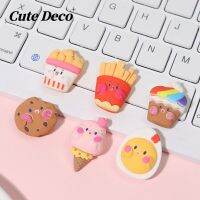 【CuteDeco】Cute Simulated Snacks (6 Types) Half An Egg / Shy Cone / Colorful Ice Cream Charm Button Deco/ Cute Jibbitz Croc Shoes Diy / Charm Resin Material For DIY