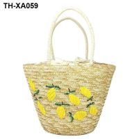 ◕☢ﺴ straw bales beach pure weaving new mango lemon and fresh ms laptop bag