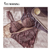 SAY MORNING Cup triangle underwear set women sexy sleepwear comfortable fashion white bra and panty set young ladies intimate