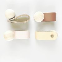 Nordic Kitchen Wooden Knobs Door Pulls Gold Wardrobe Cupboard Furniture Drawer Cabinet Knobs Artificial Leather Handles Hardware Door Hardware Locks