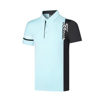 New golf clothing mens short-sleeved breathable sweat-wicking quick-drying sports Polo shirt golf jersey hit color top summer Master Bunny PEARLY GATES  Callaway1 G4 FootJoy Castelbajac Odyssey Le Coq☸✖
