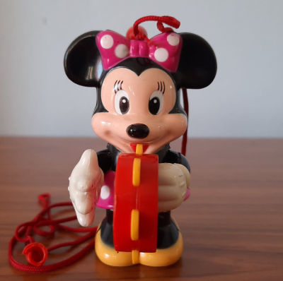 (มือสอง Made in Japan) ตุ๊กตา Minnie Mouse Disney มินนี่เมาส์ ดิสนีย์ Toybox ดึงเชือกเพื่อไขลานให้ตีกลองได้ ฟิกเกอร์ Figure Model