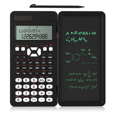 Scientific Calculators with Writing Tablet,Solar Energy LCD Science Calculator Notepad with Function, for Students