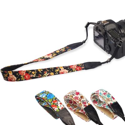 【ขาย】สายคล้องไหล่กล้องคอเข็มขัดวินเทจดอกไม้จีนสไตล์ผ้าฝ้ายทนทานสายรัดสากลสำหรับ Canon Nikon Fuji Sony Olympus