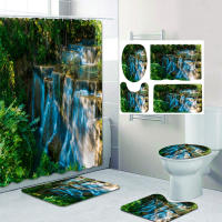 Landscape tree Avatar Set Car Toilet Cover Bath Mat Sets Bathroom Curtain Waterproof With 12 Hooks Home Deco Free Ship