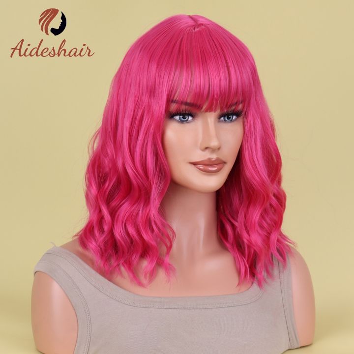 aideshair-14-inches-women-girls-short-curly-synthetic-wig-with-bangs-lovely-pink-hot-sell-vpdcmi