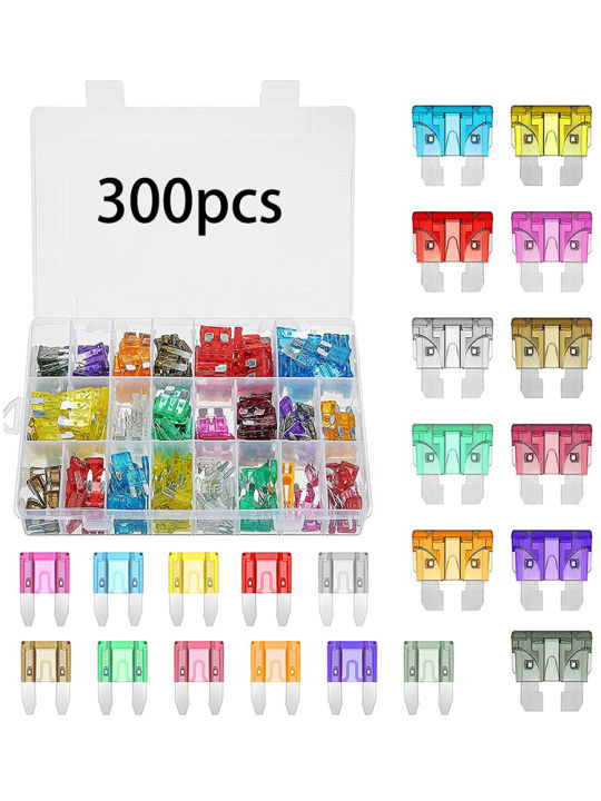 300pcs 23571015202530A Fuse Car Blade Fuse Assortment Assorted Kit Mini Small Size Blade Set Auto Truck Automotive Fuse