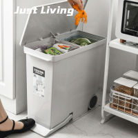 JustLiving 26L ถังขยะในครัวพร้อมฝาปิด,ถังขยะแยกประเภทขนาดใหญ่ขยะพลาสติกขั้นตอนเท้าเรียงชั้นถังขยะสำหรับใช้ในครัวเรือนคลุมห้องนั่งเล่นห้องนั่งเล่นห้องนั่งเล่นสไตล์มินิมอลลิสต์สุดสร้างสรรค์ความจุขนาดใหญ่ถังขยะขั้นตอนในห้องครัว