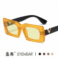 [COD] New cross-border square frame European and personality sunglasses womens trendy mirror legs V-shaped decorative men