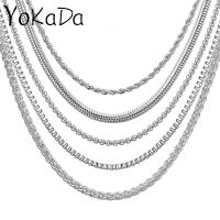 YOKADA Kalung Baja Tahan Karat 316L สำหรับผู้หญิงสร้อยคอโซ่สร้อยกล่องงูไข่มุกสำหรับผู้ชาย