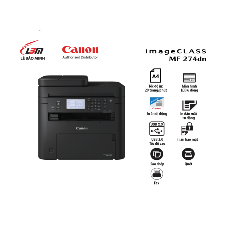 Máy in laser đa năng Canon MF274dn (có Fax, in-scan-copy, in đảo mặt tự động)