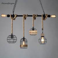 Vintage Rope Pendant Lamp Creative Restaurant Living Room Lighting Decoration Industrial Pendant Lamps Decor Light fixtures