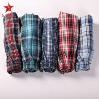 SZWL Men Cotton Plaid Printing Loose Boxer Shorts Pyjamas for Home Wear Random Style