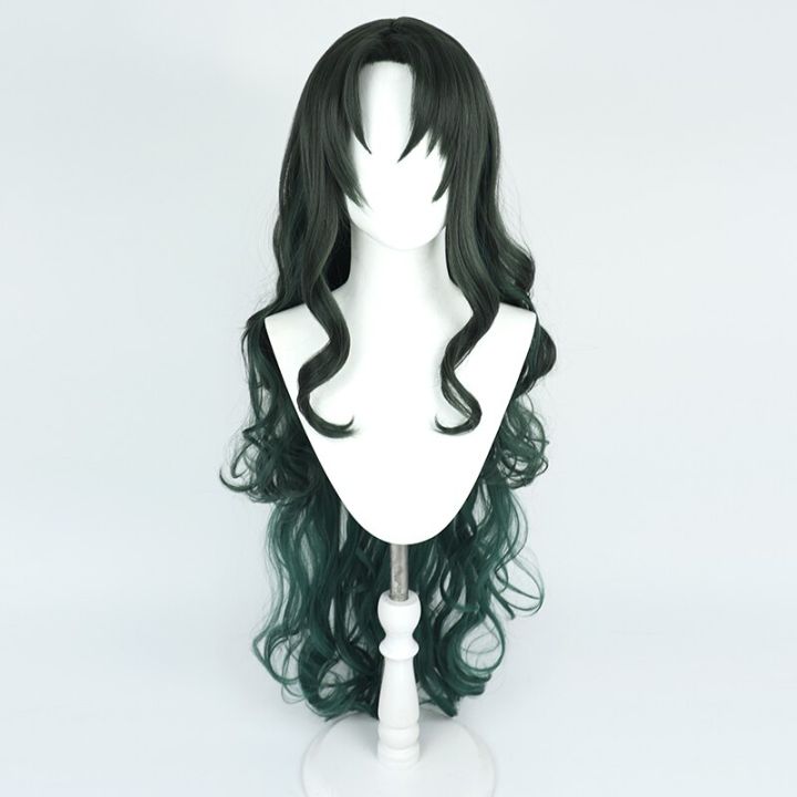 game-path-to-nowhere-raven-cosplay-wig-dark-green-mixed-100cm-long-wigs-heat-resistant-hair-for-halloween-role-play