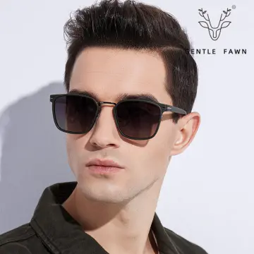 EL Malus]Polarized Square Frame Sunglasses Men Male Night Gray