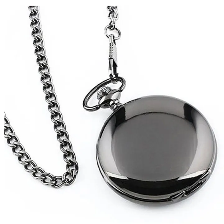Mens pocket watch necklace with gift box black Lazada.co.th