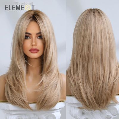 Element Synthetic Fiber Wigs for Women Long Straight Wavy Brown Blonde Wig with Bangs Heat Resistant Fashion Natural Daily Party [ Hot sell ] vpdcmi