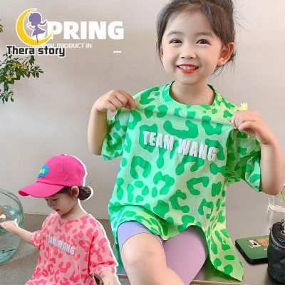 เสื้อเด็กผู้หญิงแขนสั้นเสื้อเกาหลีเด็กเสื้อยืดตัวอักษรใหม่
