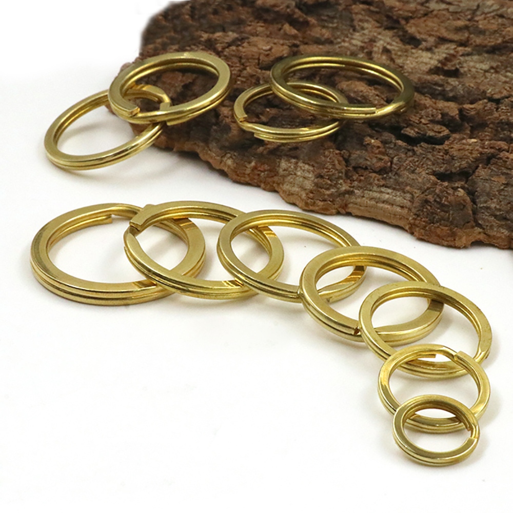 15mm 35mm Solid Brass Split Rings Hoop Loop Key Ring Leather Holder Hardware 
