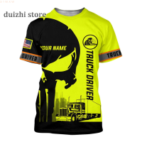 Truck (สต็อกเพียงพอ) 2023 NEW 2023 Driver Green Customized Name N Flag For Trucker Man Shirt 3D All Over Printed Clothes Style Summer Short Sleeve Round Neck Tee Topsคุณภาพสูง size:S-5XL