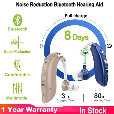 ZZOOI Adjustable Bluetooth Hearing Aid Audiphone Sound Amplifier Deaf Old Man Elderly Listen Music Calls Watching TV Chat