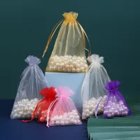 10/50 Buah Tas Organza Tas Hadiah Pesta Pernikahan Tas Organza Dapat Ditarik Natal Kantung Display Kemasan Perhiasan 7X9 9X1210x15CM