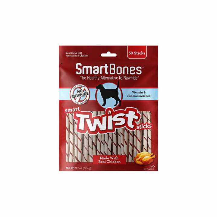 (08/2025) SMARTBONES TWIST STICKS REAL CHICKEN 50 STICKS DOG TREATS