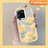 YIWESAN เคสสำหรับ VIVO V25 Pro 5G S15 Pro 5G เคสโปร่งใสกันกระแทกนิ่มลายการ์ตูนดอกทิวลิปสุดสร้างสรรค์เคสมือถือลายสัตว์ประหลาดน้อยเลนส์กล้องถ่ายรูปปลอกซิลิโคนใส