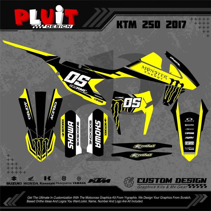 DECAL KTM 250 2017 DESAIN BARU CUSTOM BEBAS WARNA BISA PAKAI NO DAN