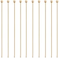 1Set 100PCS 18K Real Gold Plated Ball Head Pins 45MM/1.8" Ball End Headpins for DIY Jewelry Findings Making Earrings Bracelets Necklaces Chains - 0.6mm/0.025" Thick