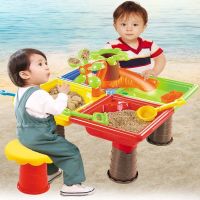 KidPlus ชุดโต๊ะเล่นทรายทรงสี่เหลี่ยม 25 ชิ้น รุ่นต้นไม้ชุดใหญ่ สุดคุ้ม (Sand Water Tables) พร้อมเก้าอี้ ของเล่นเด็ก ของเล่นชายหาด ที่ตักทราย