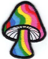 iron on patch Embroidery  colorful Magic Mushroom 5.5x4.5 cm เห็ดวิเศษ ตัวรีด เย็บติดผ้าประเทศไทย โลโก้ปัก มีกาวสำหรับรีด ตกแต่งเสื้