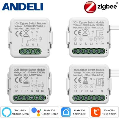 ✶ↂ ANDELI Zigbee Smart Light Switch Module 1/2/3/4Gang Automation Tuya/Smartlife APP Remote Control Work with Google Home Alexa