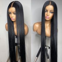 28 30inch Long Straight Lace Wigs For Women Natural Black Glueless Synthetic Lace Wig Pre Plucked Heat Resistant Middle Part Wig [ Hot sell ] Decoration Center