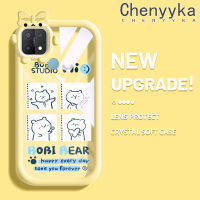 เคส Chenyyka สำหรับ OPPO A15 A35 A15s 4G เคสการ์ตูน Bobi Bear Little Monster Bobknot ปลอกนิ่มทนต่อการขัดถูเคสโทรศัพท์โปร่งใสฝาครอบป้องกันเลนส์กล้องถ่ายรูปซิลิกาเจล TPU