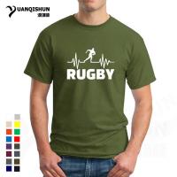 Heartbeat Of Rugbying T shirts 16 Colors Men Summer Fashion Short Sleeve T Shirt Cotton Funny Printed Tops Sporting Mens Tee 3XL XS-6XL