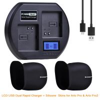 ๑ LCD Display USB Dual Charging Station Charger with 2X Silicone Skin for Arlo Pro 2 Arlo Security Light and Arlo Go Battery