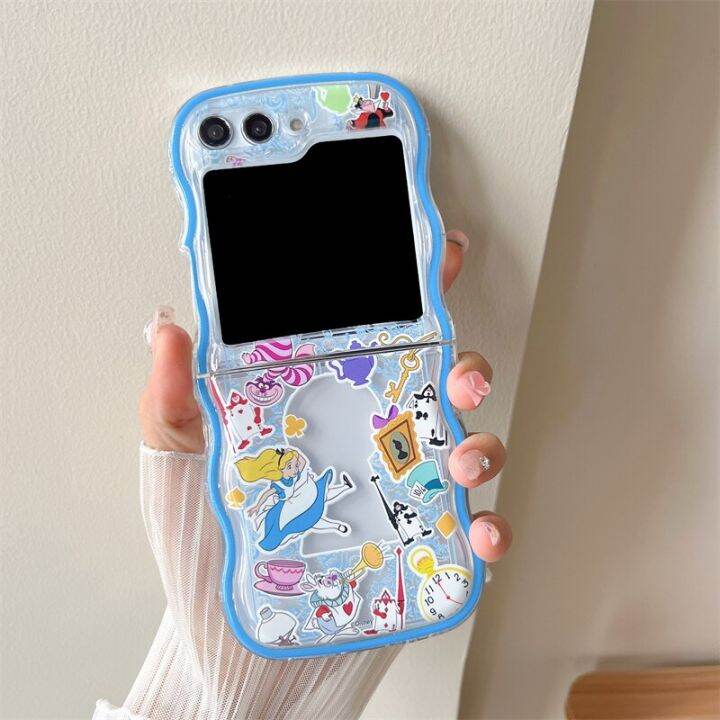 cute-disney-alice-with-bracelet-cartoon-phone-case-for-samsung-galaxy-z-flip-5-hard-pc-back-cover-for-z-flip-5-case-case-phone-cases