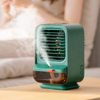 ◆✴ USB Portable Air Cooler Fan Air Conditioner Night Light Desktop Air Cooling Fan 3 in 1 Refrigeration Humidification Purification