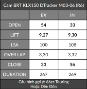 Cốt Cam-cò lăn BRT KLX 150 - Hàng chính hãng