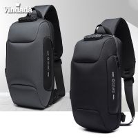 ozuko Chest Bag Mens Side Backpack Shoulder Waterproof Oxford Cloth Charging Messenger Men