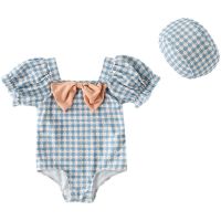 ✥♝❄ Sweety Bow Baby Girls Swimwear Pull Sleeve Fashion Toddler Girls Summer Overalls Kids Swimsuit Children Bathing Suit Plaid