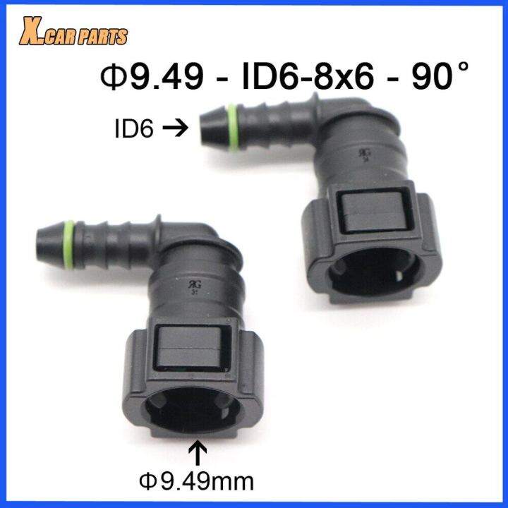 9.49Mm ID6 8X6 90 Degree SAE 3/8 Car Fuel Pipe Fittings Fuel Line Quick
