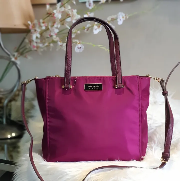 Best Seller Kate Spade Classic Tote Bag Dawn Satchel Two Zip and Tab  Closure Nylon - Plain Pink Medium | Lazada PH