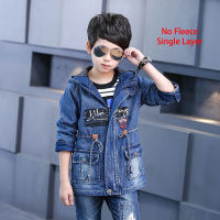 Children Boys Jeans Jacket Teens Fleece Coats Winter Velvet Outerwear Hoooded Outfits Denim Windbreaker For 5 6 8 10 12 14 Years