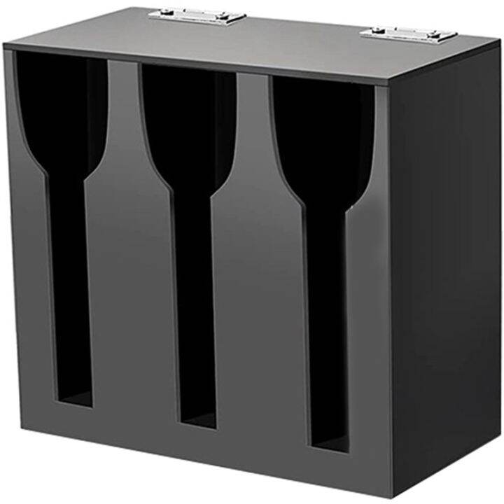 Acrylic Utensil Dispenser Cutlery Organizer with 3 Compartment Black ...