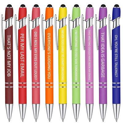 10 Pieces Demotivational Sarcastic Ballpoint Pens Macaron Touch Stylus Pens for Office, Black