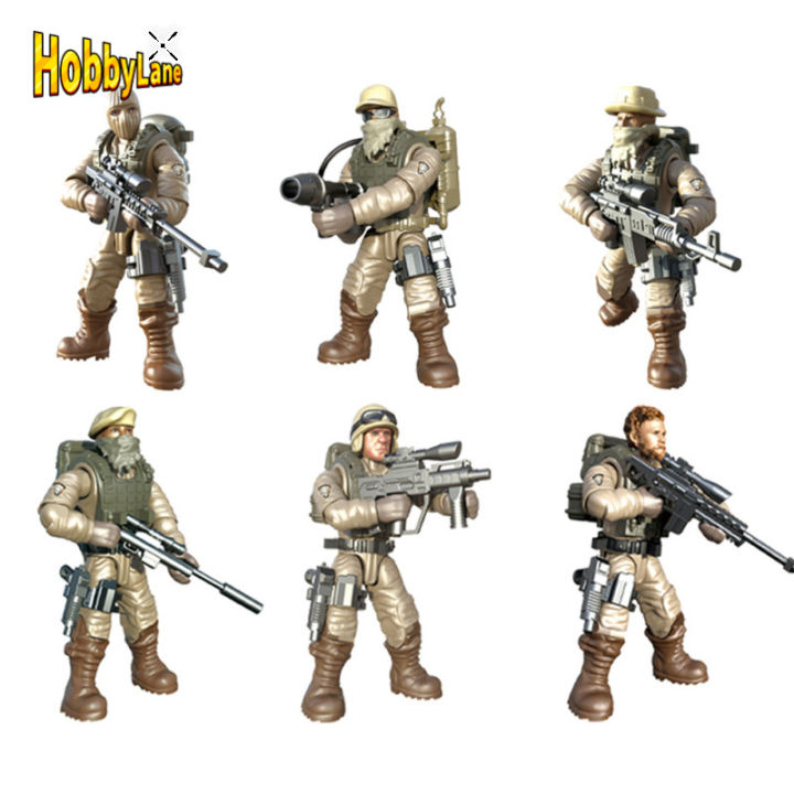 hobby-ตุ๊กตาทหารขนาดเล็ก6ชิ้น-ชุด-ตุ๊กตาหน้าที่ทางทหารโมเดลปืนอาวุธทางการทหารบล็อกตัวต่อ
