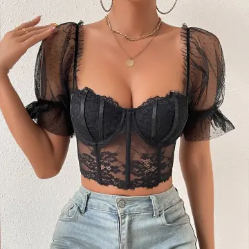 Shop Lace Corset Tops Outfit Crop Tops with great discounts and