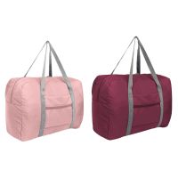 2x Multifunction Large Capacity Casual Folding Waterproof Luggage Storage Bags Suitcase Travel Pouch Handbag Organizer Tote Bag Burgundy &amp; Deep Pink